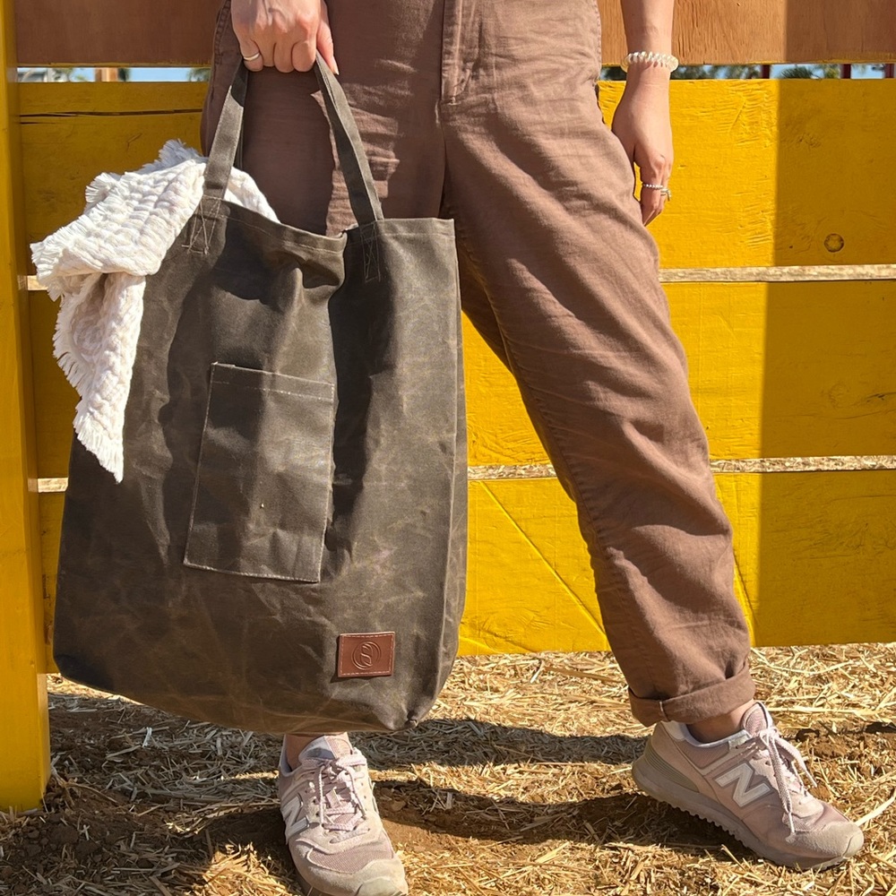 2 Waxed canvas tote bags, market bag farmers market bag heavy duty tote bag new